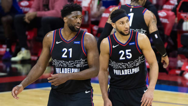 Former Philadelphia 76ers teammates Joel Embiid and Ben Simmons.